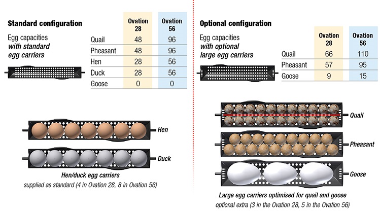 Brinsea Ovation Incubators egg capacities